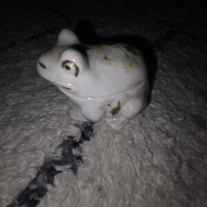 Frog Trinket Box Ceramic Floral‎ Decor Cottagecore Jewelry Holder made in Japan